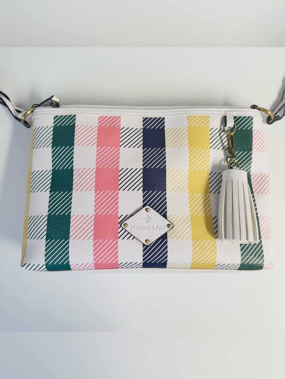 St. John's Bay Plaid Crossbody Bag with Tassel Colorful - Picture 2 of 12